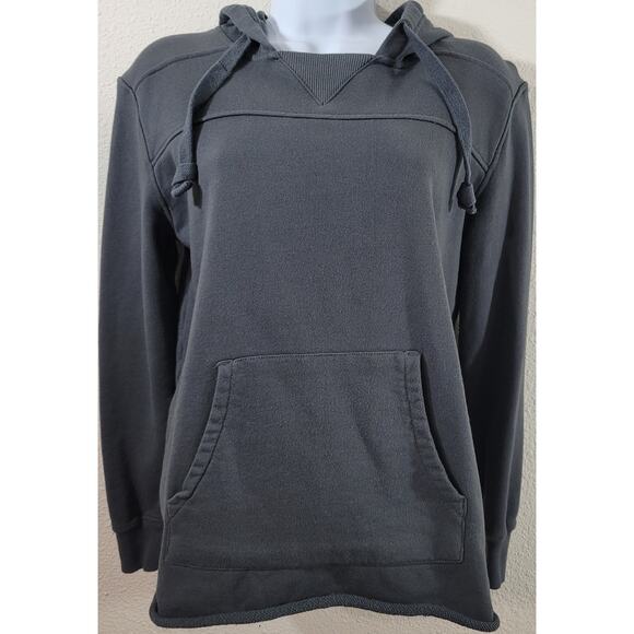 Modern Canvas Dark Gray Cropped Hoodie Sweatshirt Small Long Sleeves Soft Pocket - Picture 1 of 8